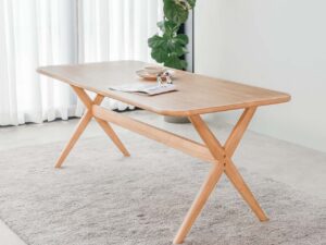 The Andanni Limited VLEGFINE Dining Table in Light Brown color made of Rubberwood