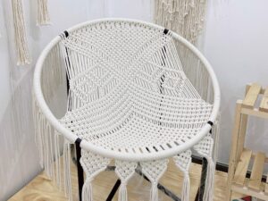 The Andanni Limited MACDTHS Round Chair in White color made of Iron frame and Cotton Rope